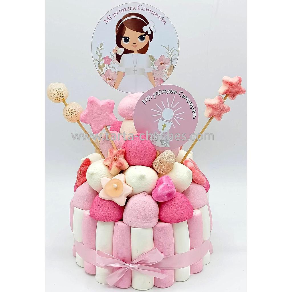 Tarta Chuches Pequeña Comunion Niña Lazo Flores