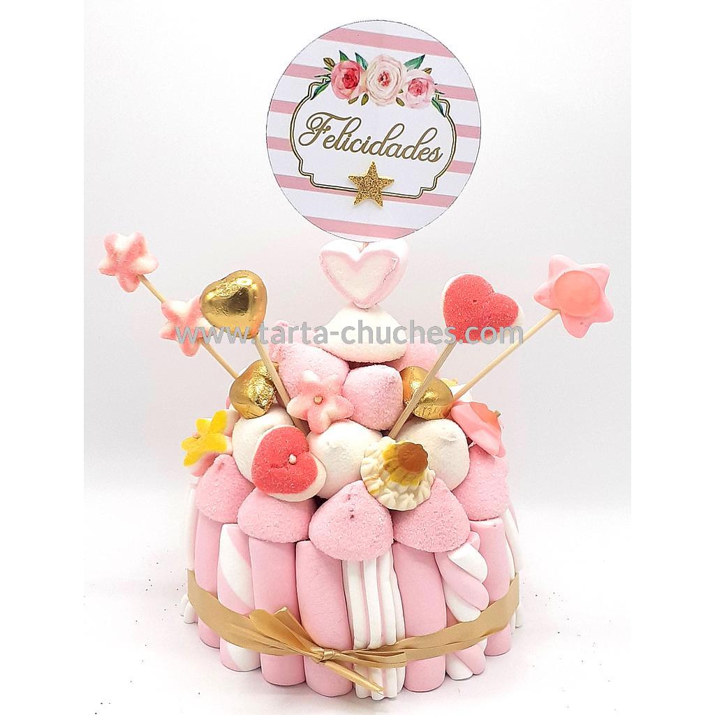 Tarta Chuches Pequeña Rosa-Dorado (6 opciones)