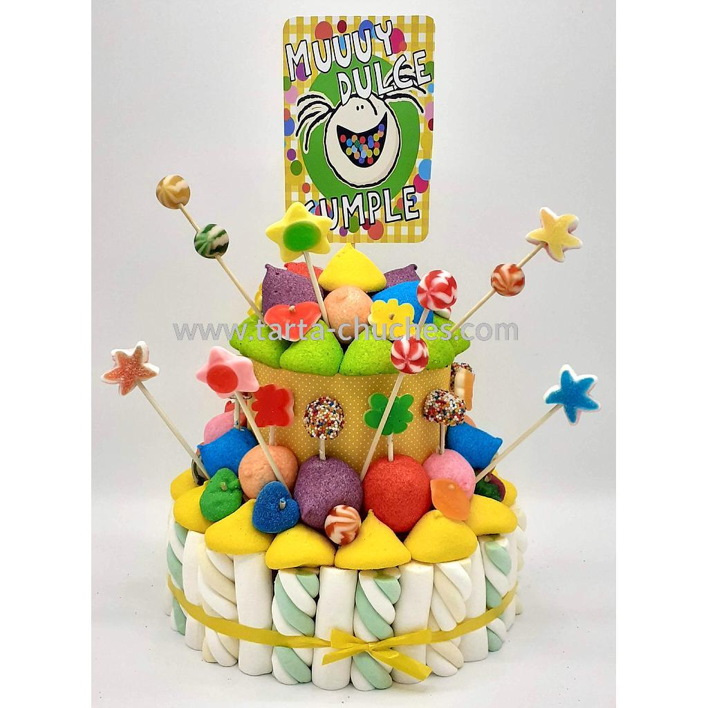 Tarta Chuches Mediana "Muy dulce cumple" Amarillo