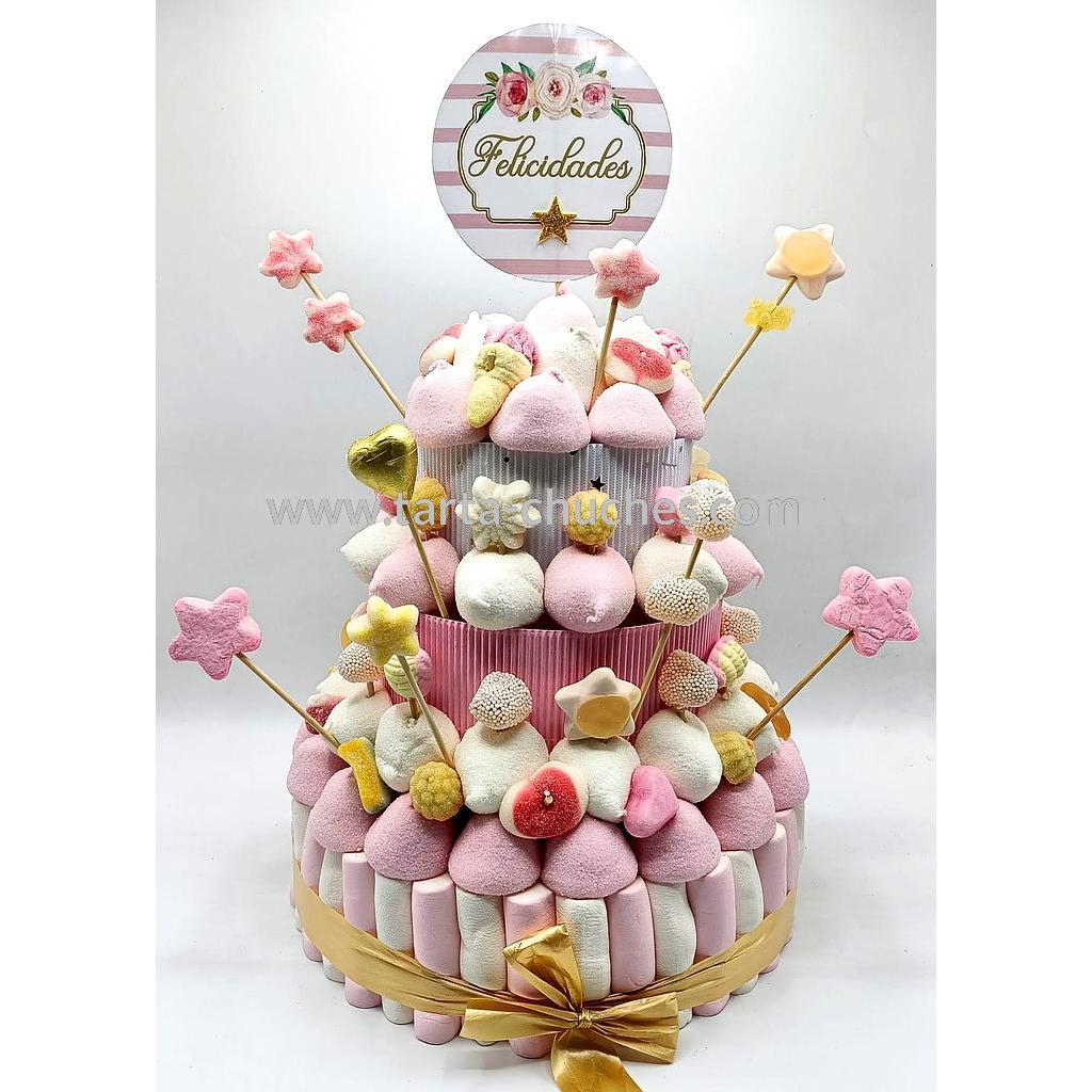 Tarta Chuches Grande Rosa-Dorado (6 opciones)