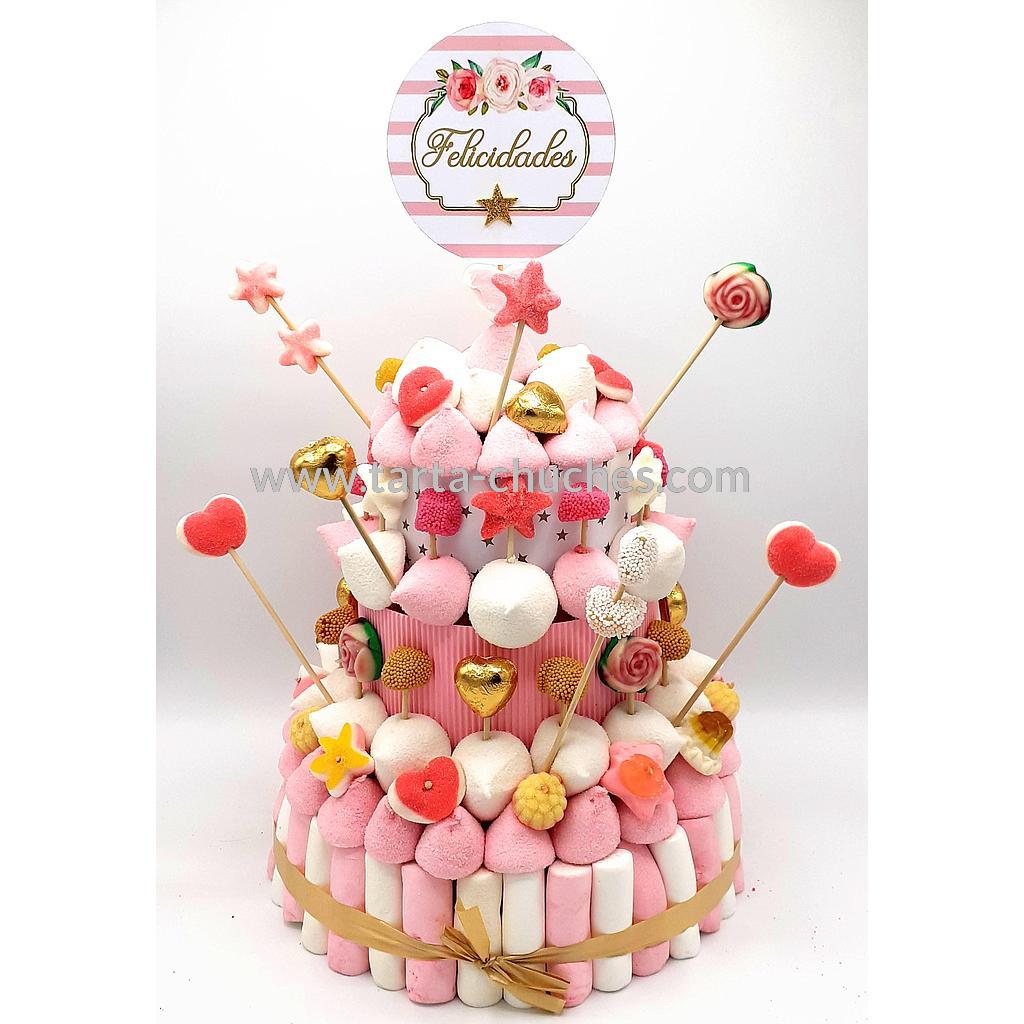 Tarta Chuches Grande Rosa-Dorado (6 opciones)