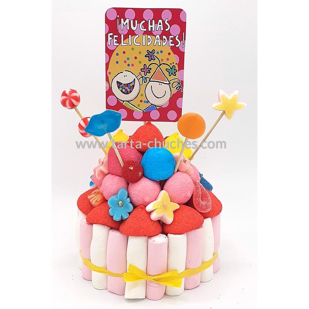 Tarta Chuches Pequeña &quot;Muchas felicidades&quot; Rojo