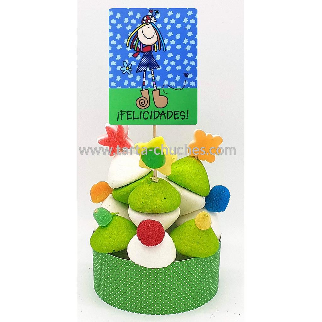 Tarta Chuches Mini Alta &quot;Felicidades&quot; Verde-Azul