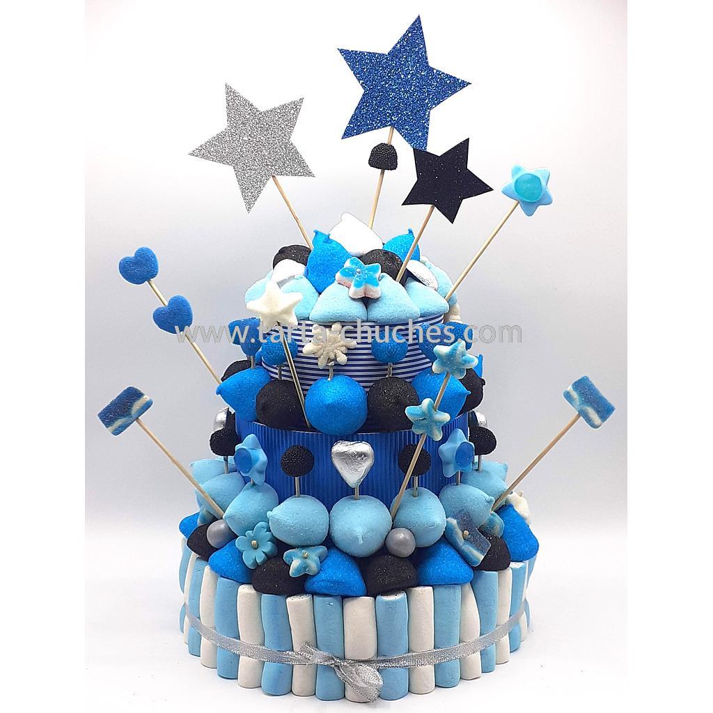 Tarta Chuches Grande Estrellas Azul-Negro