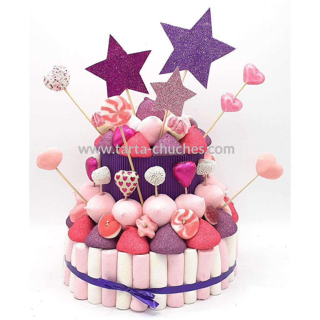 Tarta Chuches Mediana Estrellas Rosa-Morado