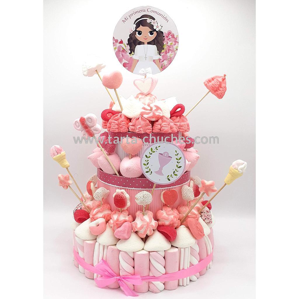 Tarta Chuches Grande Comunion Niña Flores