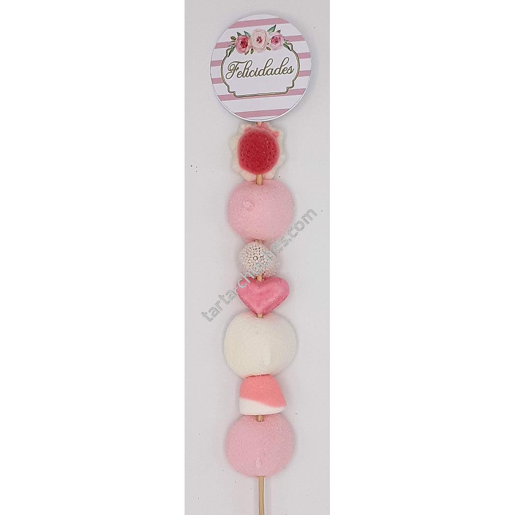 Brocheta Chuches &quot;Felicidades&quot; Rosa-Dorado