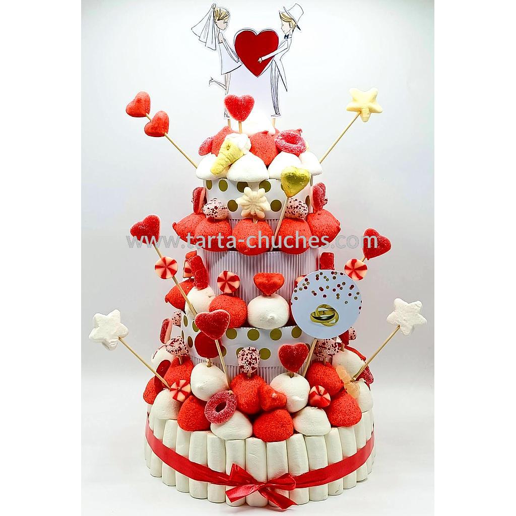Tarta Chuches Extra Grande Boda Rojo-Blanco-Dorado