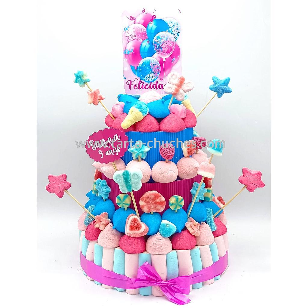 Tarta Chuches Grande "Felicidades" Rosa-Azul