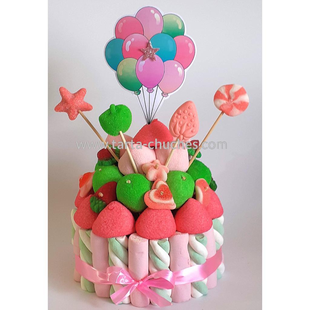 Tarta Chuches Pequeña Globos Rosa-Verde