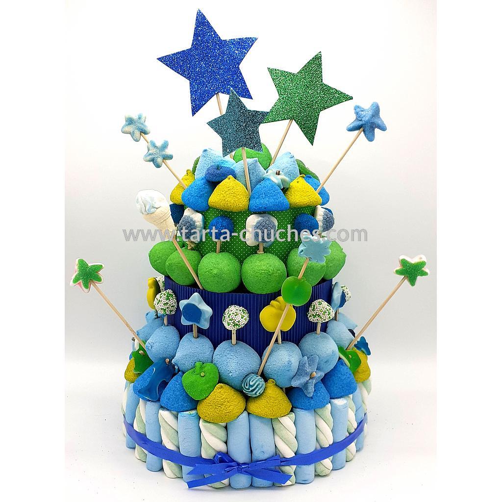 Tarta Chuches Grande Estrellas Azul-Verde