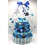 TARTA CHUCHES GRANDE ESTRELLAS AZUL-NEGRO-PLATA (copia)