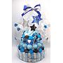 TARTA CHUCHES MEDIANA ESTRELLAS AZUL-NEGRO-PLATA (copia)