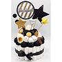 Tarta Chuches Pequeña Estrellas Blanco-Negro-Dorado (6 opciones)