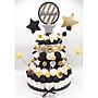 Tarta Chuches Grande Estrellas Blanco-Negro-Dorado (6 opciones)