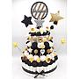 Tarta Chuches Grande Estrellas Blanco-Negro-Dorado (6 opciones)