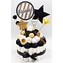 Tarta Chuches Pequeña Estrellas Blanco-Negro-Dorado (6 opciones)