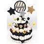 Tarta Chuches Mediana Estrellas Blanco-Negro-Dorado (6 opciones)