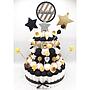 Tarta Chuches Grande Estrellas Blanco-Negro-Dorado (6 opciones)